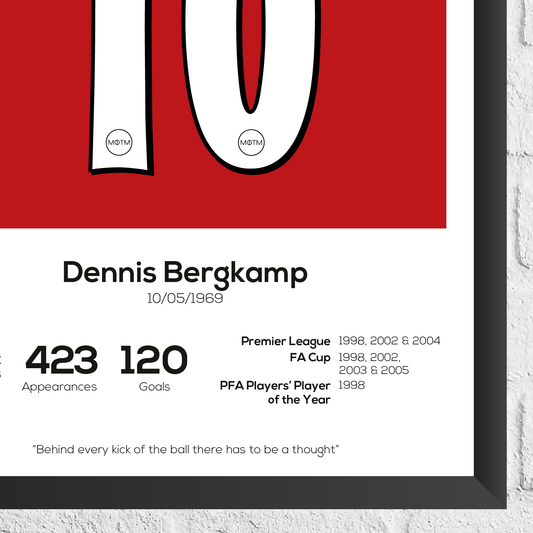 Dennis Bergkamp Arsenal Legend Statistikdruck