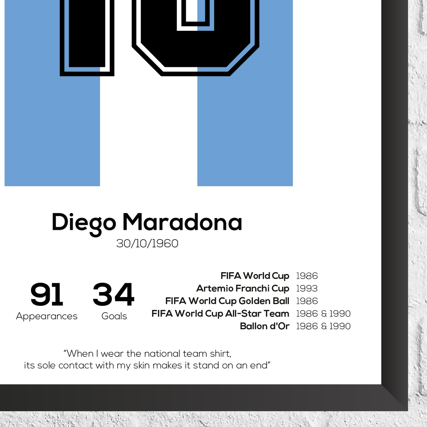 Diego Maradona Argentinien Legend Statistikdruck