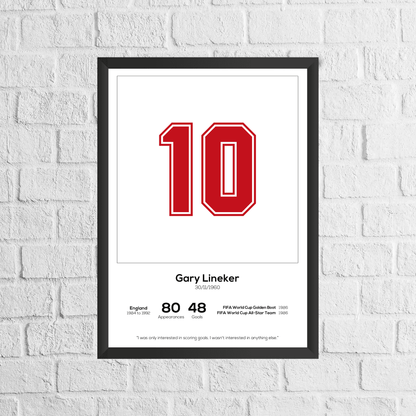 Gary Lineker England Legend Stats Print