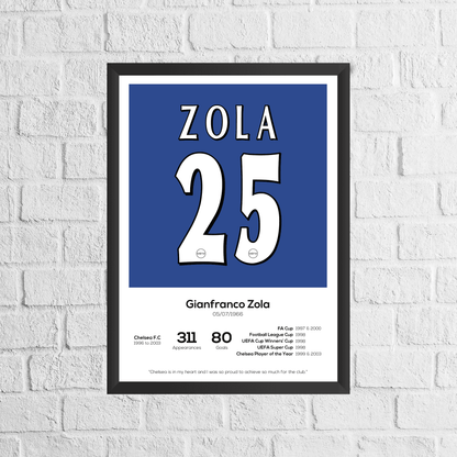 Gianfranco Zola Chelsea Legend Statistikdruck