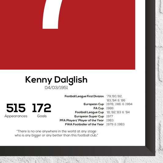 Kenny Dalglish Legend Stats Print