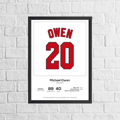 Michael Owen England Legend Stats Print