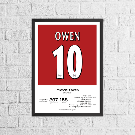 Michael Owen Liverpool Legend Statistikdruck