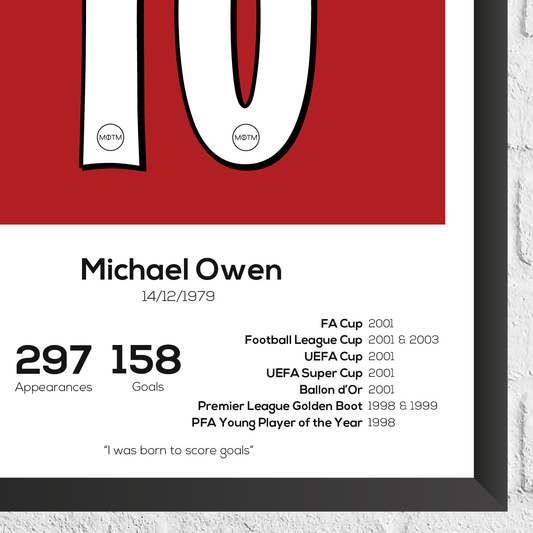 Michael Owen Liverpool Legend Statistikdruck