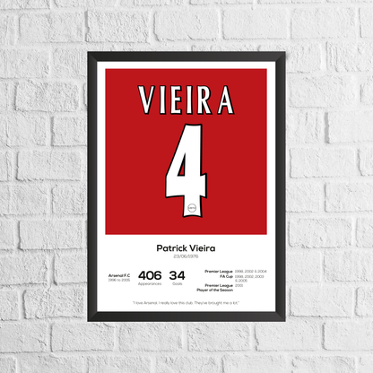 Patrick Vieira Arsenal Legend Statistikdruck