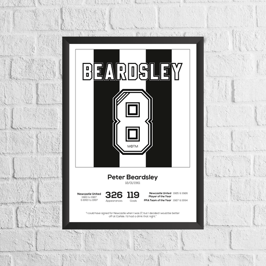 Peter Beardsley Newcastle United Legend Stats Print