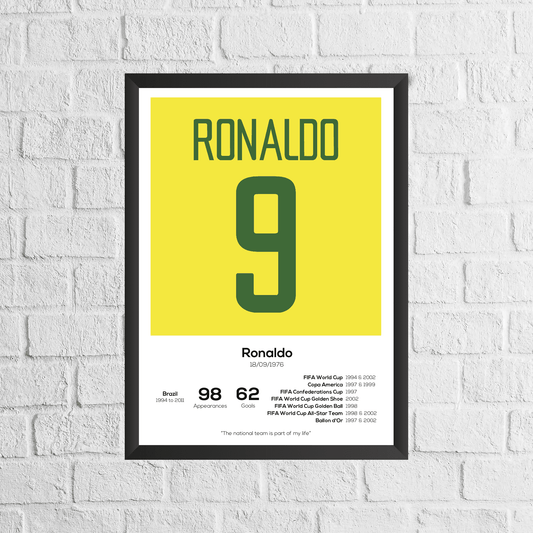 Ronaldo R9 Brasilien Legend Statistikdruck