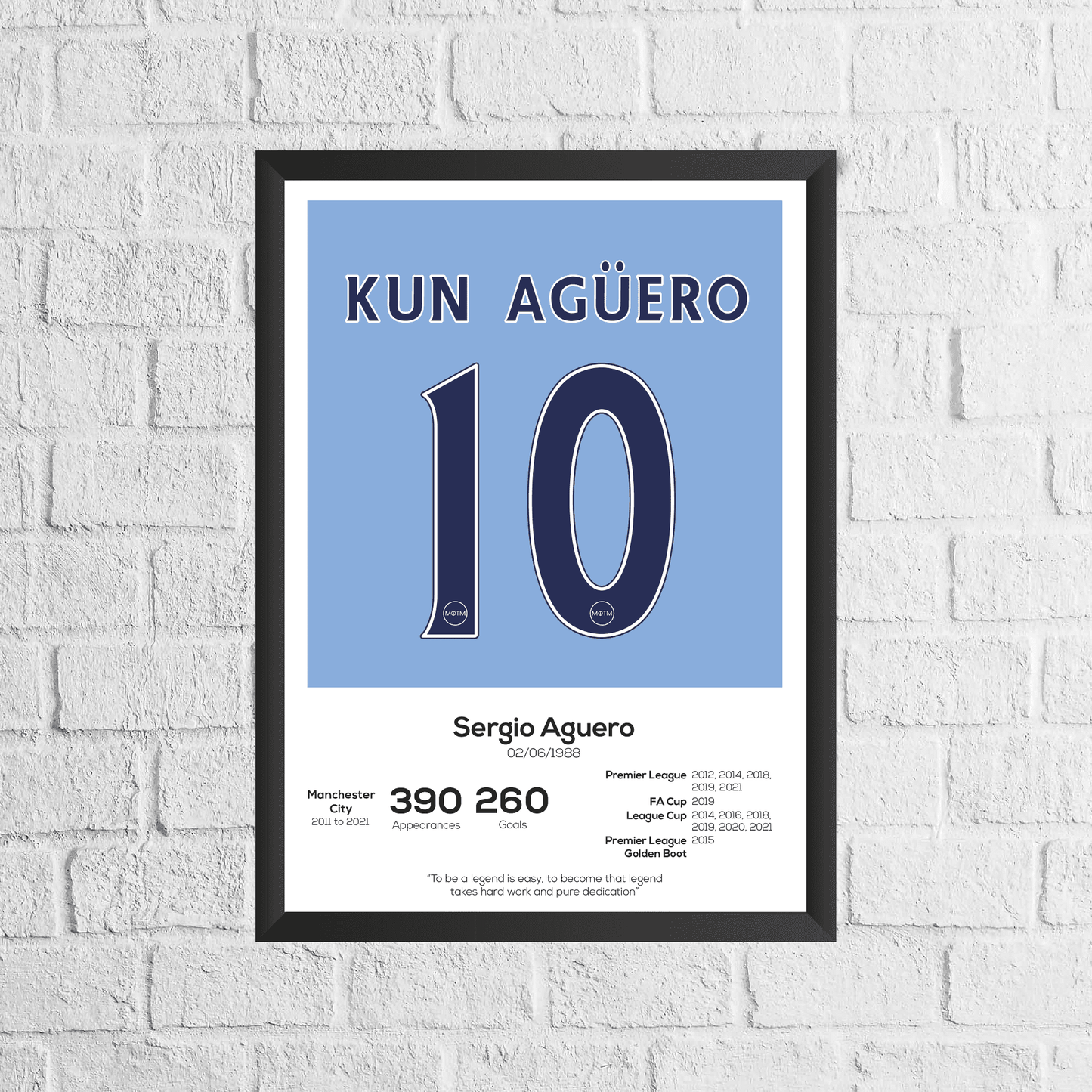 Sergio Agüero Manchester City Legend Statistikdruck