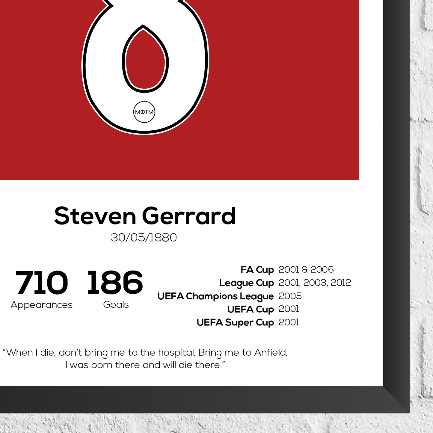 Steven Gerrard Liverpool Legend Statistikdruck