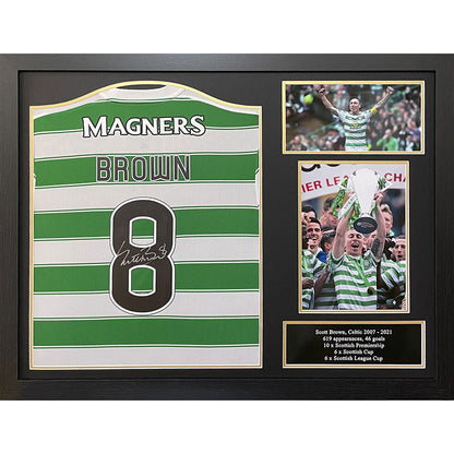 Celtic FC Brown Signed Shirt (Framed)