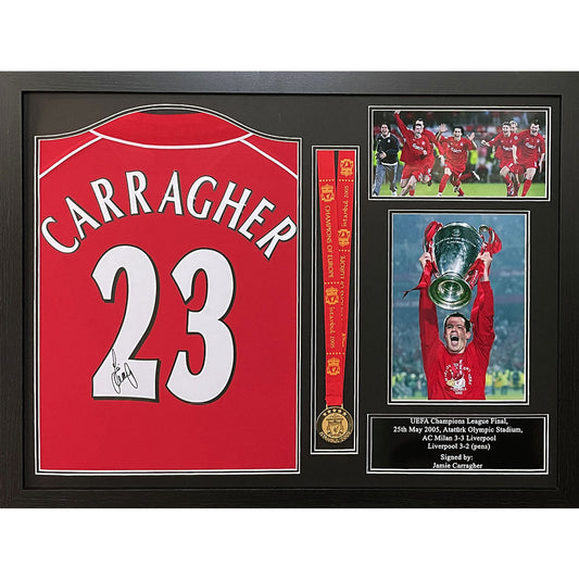 Liverpool FC Carragher Signed Shirt & Medal (Framed)