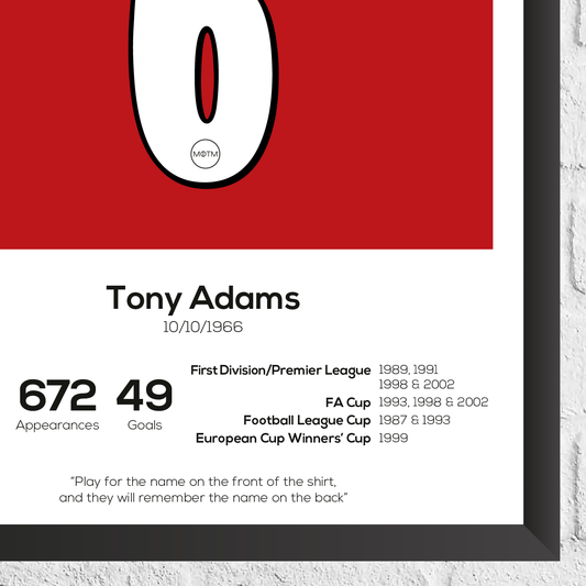 Tony Adams Arsenal Legend Statistikdruck