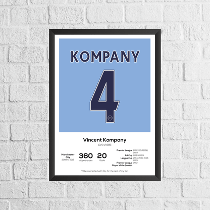 Vincent Kompany Manchester City Legend Statistikdruck